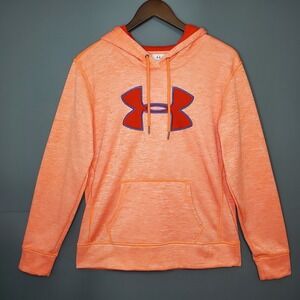 Under Armour ColdGear Hoodie‎ Womens Small Orange Heathered Pullover Sweatshirt